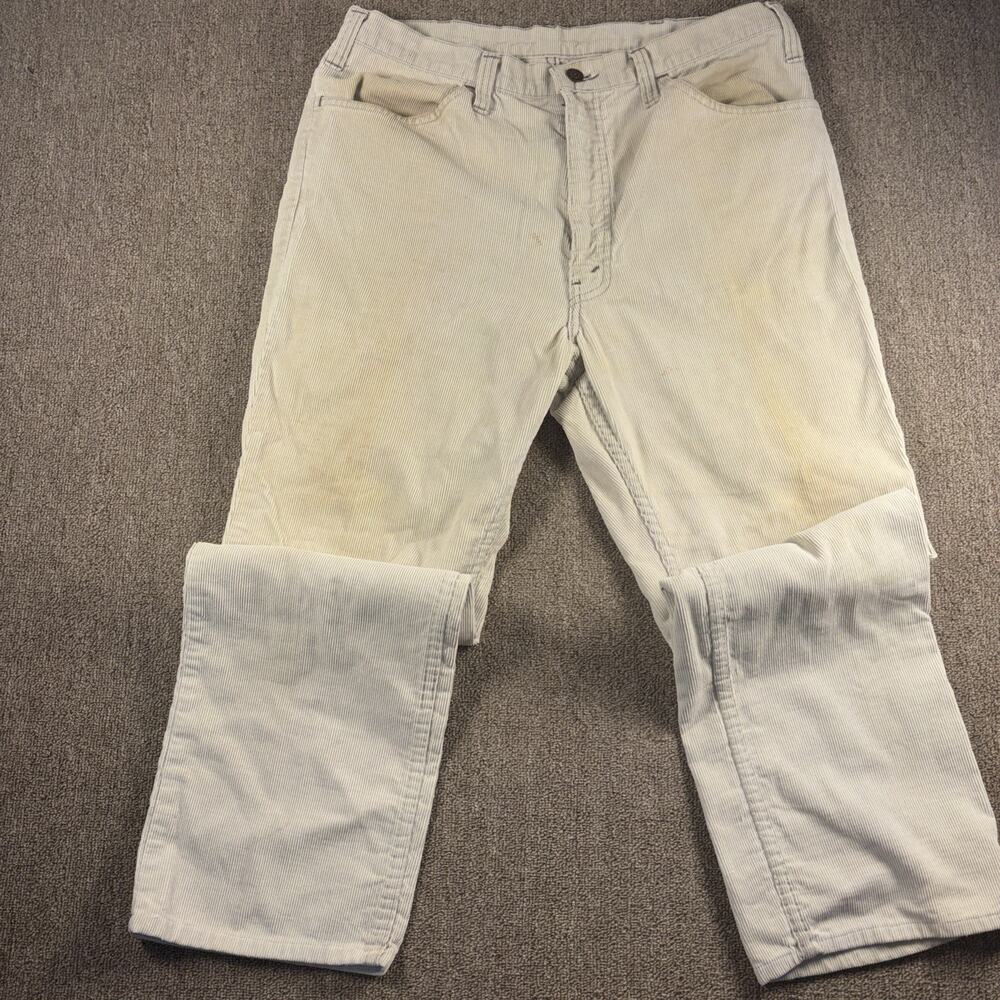 Vintage Plain Pockets Corduroy Pants Talon Zip Ivory Cream 5 Pocket 30x27 USA